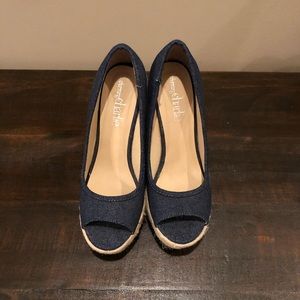 Charming Charlie espadrilles.  Jean material.